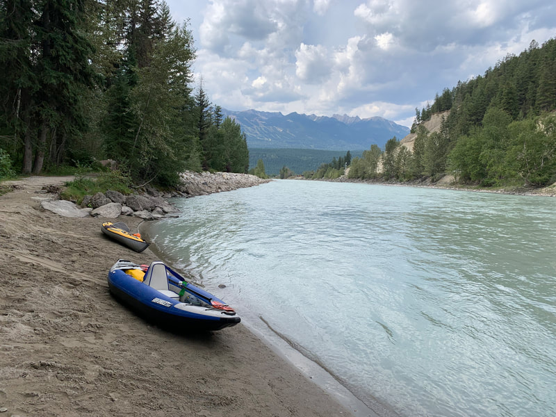 Getting ready for a great kayak trip on the Kicking Horse River through the town of Golden BC